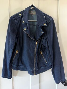 Torrid Navy Moto Jacket with Gold Hardware Size 2